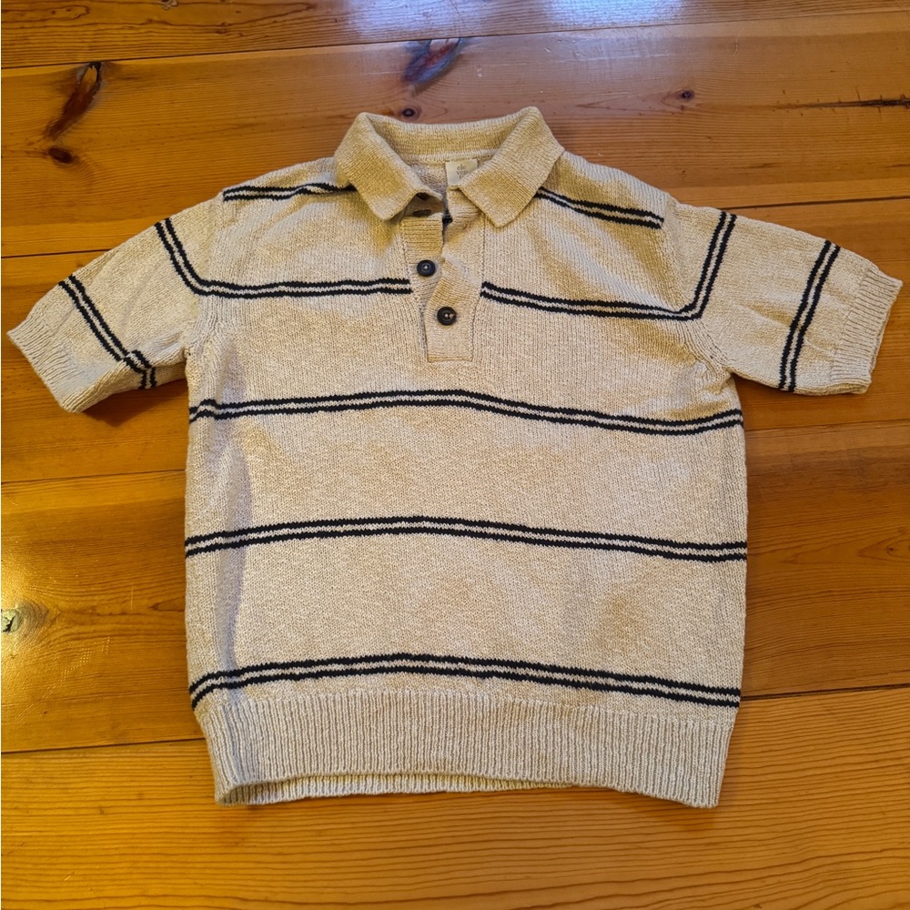 Eleventy Striped Polo Shirt - Cream and Black